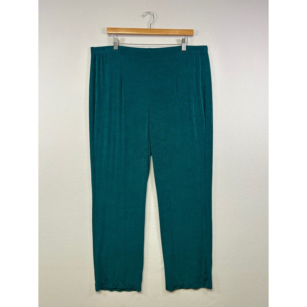 Officecore Comfort‎ Chicos Women XLR Teal Straight Leg Elastic Waist Trousers